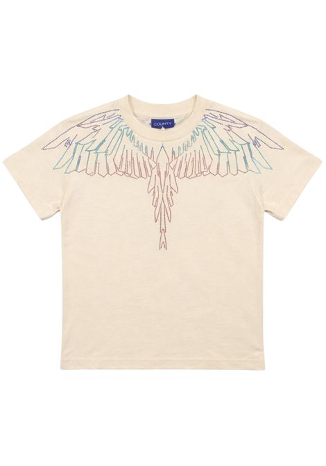 Cream cotton T-shirt for girls MARCELO BURLON | S6CMJGTH110PANNA